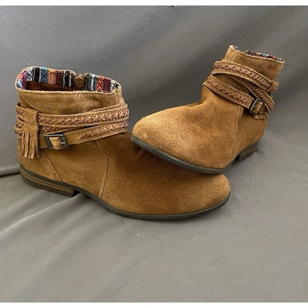 Minnetonka Dixon Suede Womens Boots Size 8 Brown‎ Ankle Zip Up 563 Shoes Booties